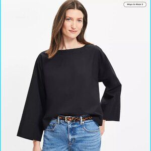 LOFT Poplin Cotton Wide Cuff Top